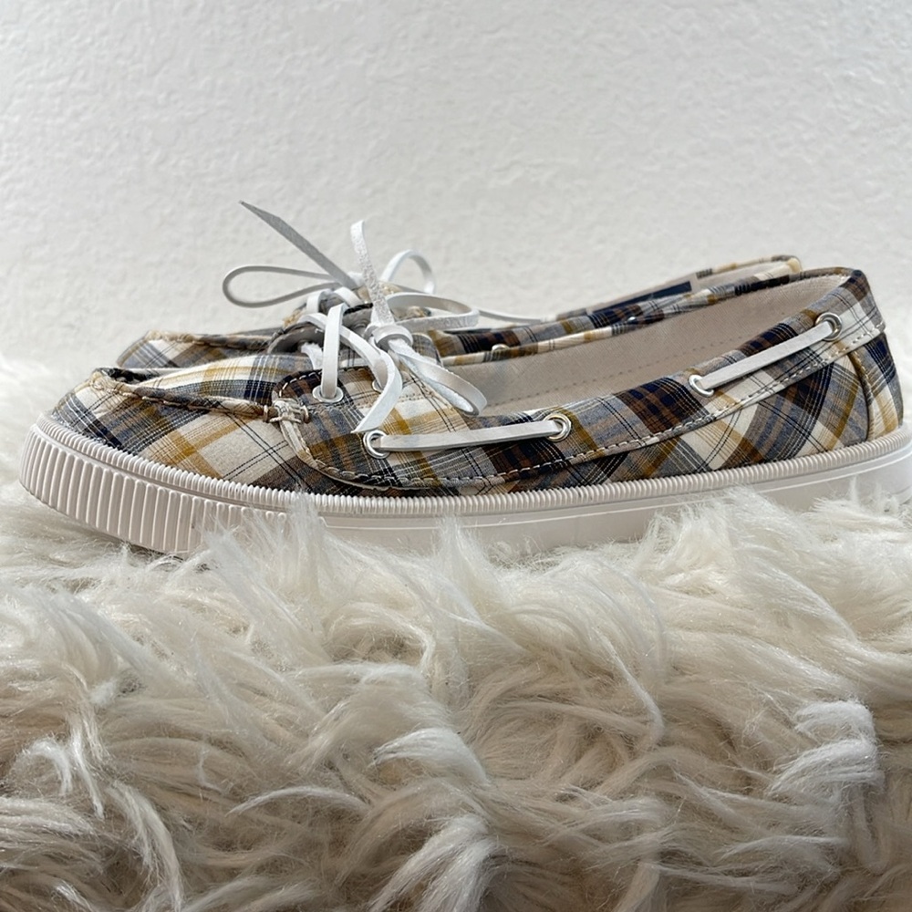ROCK & CANDY Duffy Plaid Boat Shoes Loafers Size 10 - Picture 5 of 9